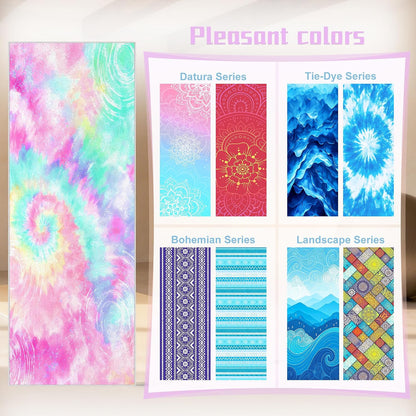 Yoga Towel,Absorbent Yoga Mat Towel for Hot Yoga Non Slip,Stylish Prints,Ideal for Workouts,Hot Yoga,Bikram,Pilates Equipment,72 x 27 in,Gradient Mandala - Colors A