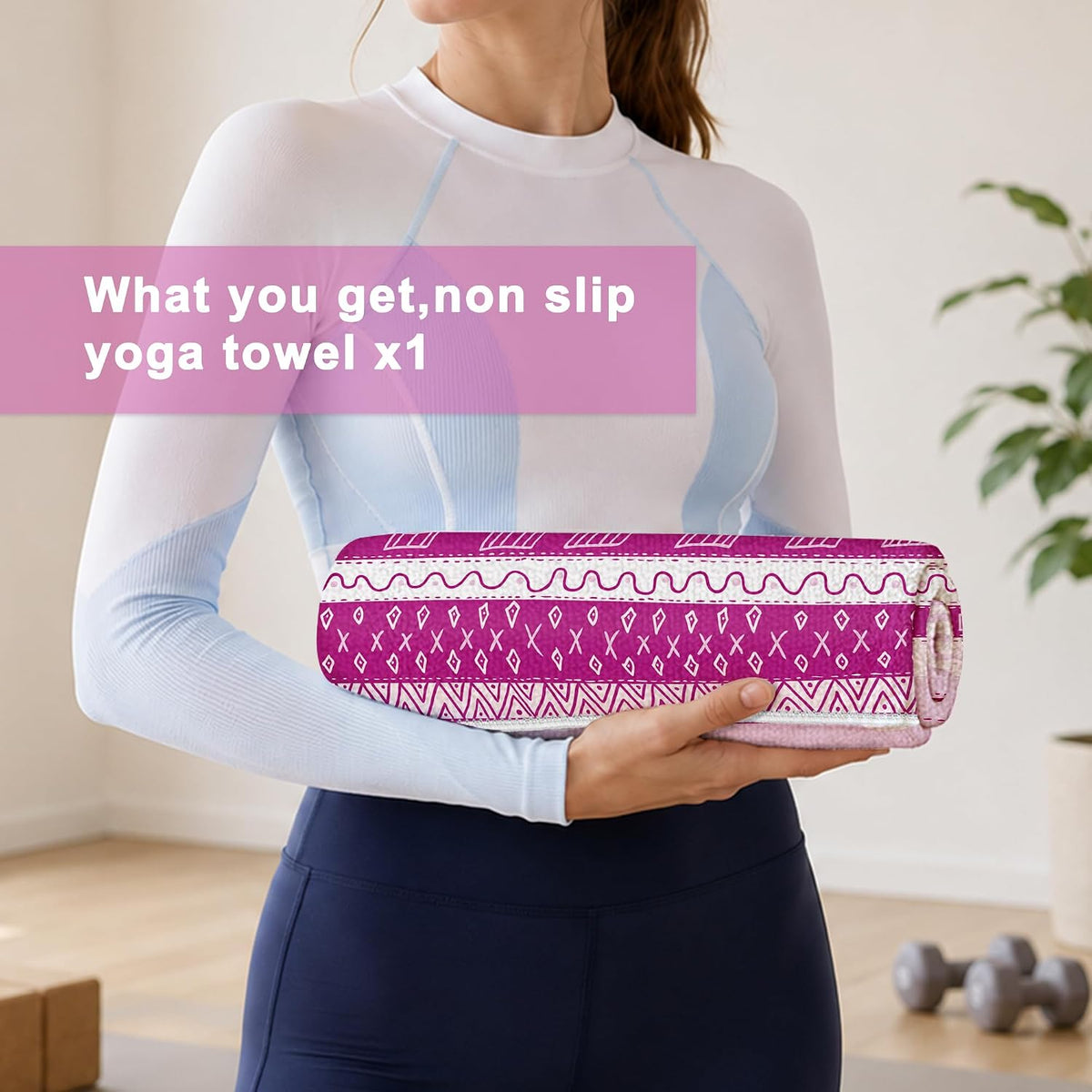 Yoga Towel,Absorbent Yoga Mat Towel for Hot Yoga Non Slip,Stylish Prints,Ideal for Workouts,Hot Yoga,Bikram,Pilates Equipment,72 x 27 in,Gradient Mandala - Colors A