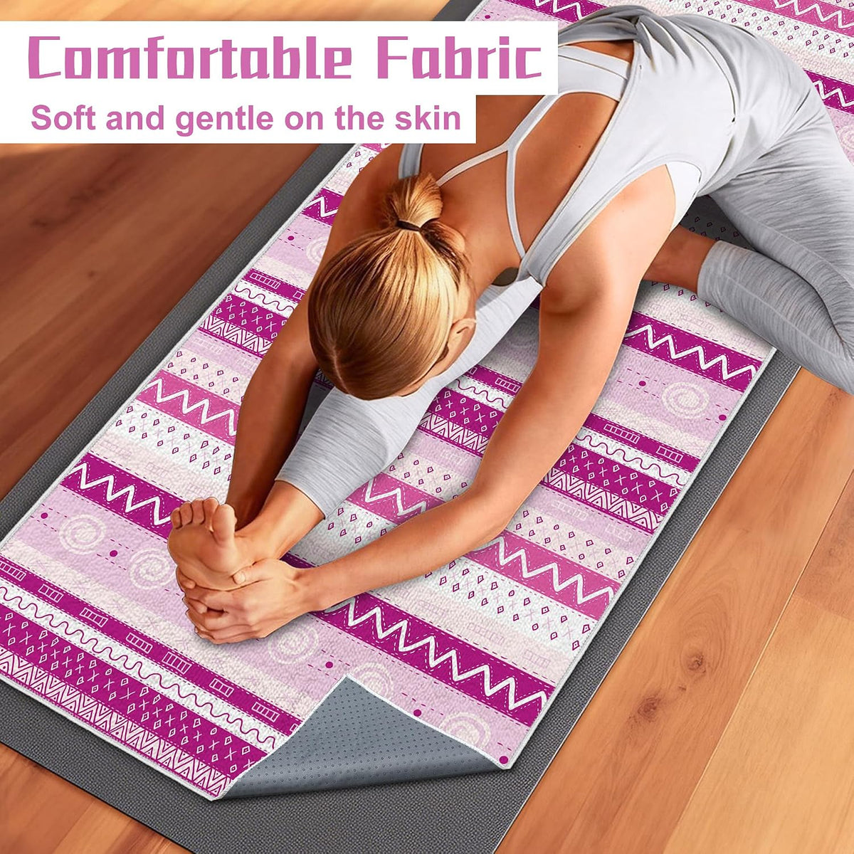 Yoga Towel,Absorbent Yoga Mat Towel for Hot Yoga Non Slip,Stylish Prints,Ideal for Workouts,Hot Yoga,Bikram,Pilates Equipment,72 x 27 in,Gradient Mandala - Colors A