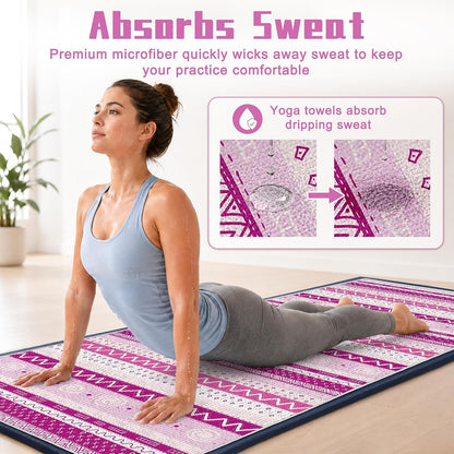 Yoga Towel,Absorbent Yoga Mat Towel for Hot Yoga Non Slip,Stylish Prints,Ideal for Workouts,Hot Yoga,Bikram,Pilates Equipment,72 x 27 in,Gradient Mandala - Colors A