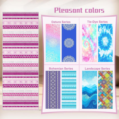 Yoga Towel,Absorbent Yoga Mat Towel for Hot Yoga Non Slip,Stylish Prints,Ideal for Workouts,Hot Yoga,Bikram,Pilates Equipment,72 x 27 in,Gradient Mandala - Colors A