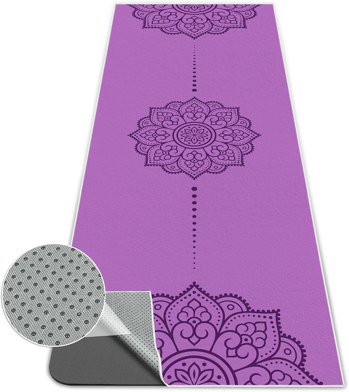 Yoga Towel,Absorbent Yoga Mat Towel for Hot Yoga Non Slip,Stylish Prints,Ideal for Workouts,Hot Yoga,Bikram,Pilates Equipment,72 x 27 in,Gradient Mandala - Colors A
