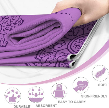 Yoga Towel,Absorbent Yoga Mat Towel for Hot Yoga Non Slip,Stylish Prints,Ideal for Workouts,Hot Yoga,Bikram,Pilates Equipment,72 x 27 in,Gradient Mandala - Colors A