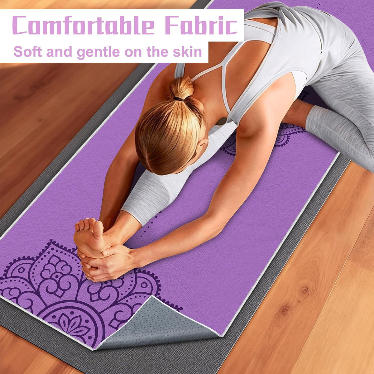 Yoga Towel,Absorbent Yoga Mat Towel for Hot Yoga Non Slip,Stylish Prints,Ideal for Workouts,Hot Yoga,Bikram,Pilates Equipment,72 x 27 in,Gradient Mandala - Colors A