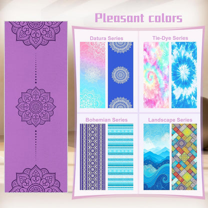 Yoga Towel,Absorbent Yoga Mat Towel for Hot Yoga Non Slip,Stylish Prints,Ideal for Workouts,Hot Yoga,Bikram,Pilates Equipment,72 x 27 in,Gradient Mandala - Colors A