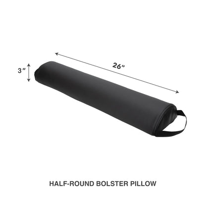 ForPro Half Round Massage Table Bolster Pillow, 26" L x 6" W x 3" H, Black