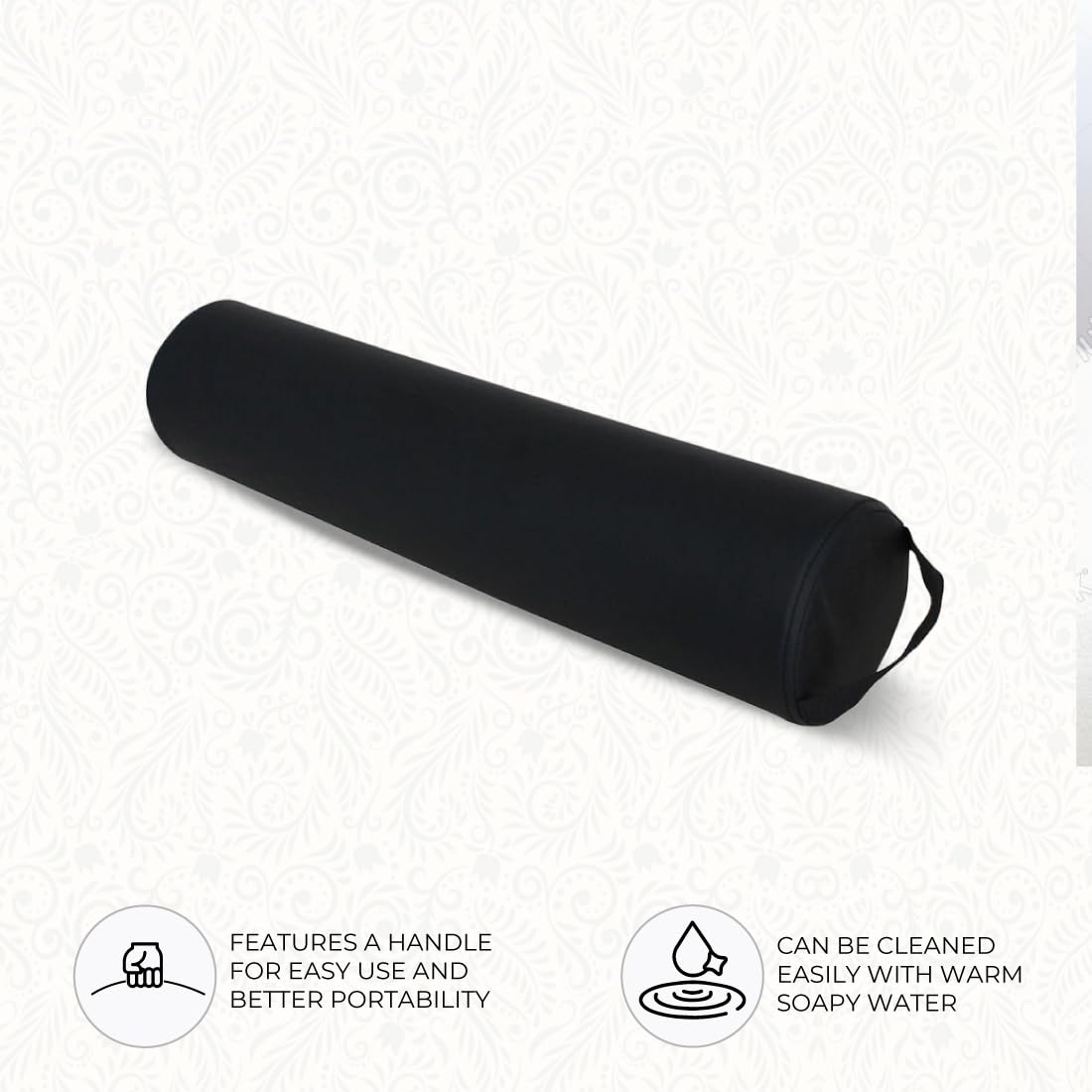 ForPro Half Round Massage Table Bolster Pillow, 26" L x 6" W x 3" H, Black