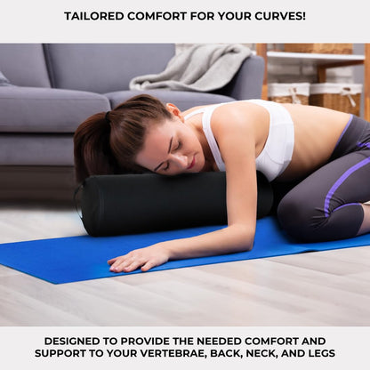ForPro Half Round Massage Table Bolster Pillow, 26" L x 6" W x 3" H, Black