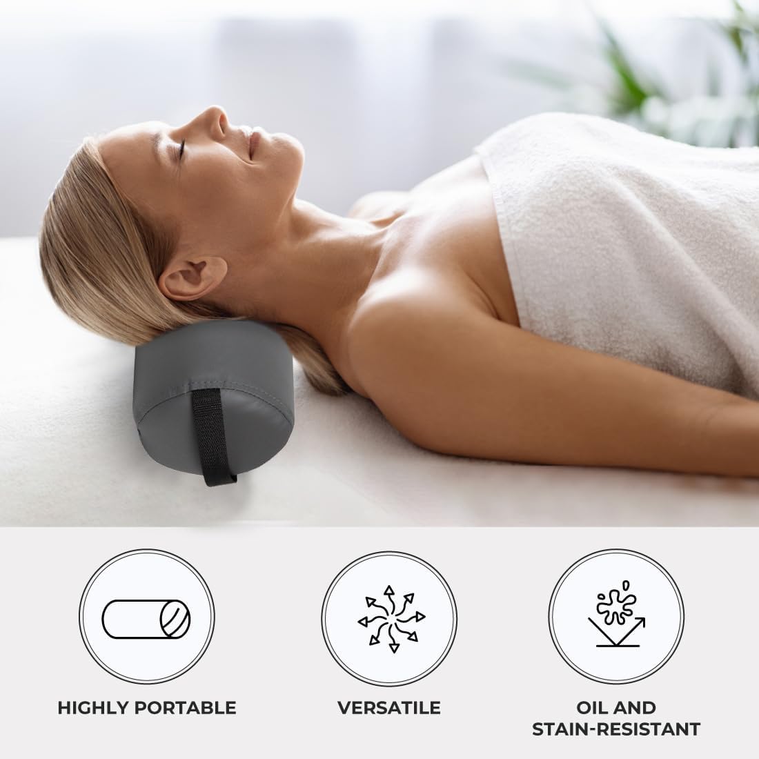 ForPro Half Round Massage Table Bolster Pillow, 26" L x 6" W x 3" H, Black