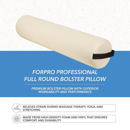 ForPro Half Round Massage Table Bolster Pillow, 26" L x 6" W x 3" H, Black