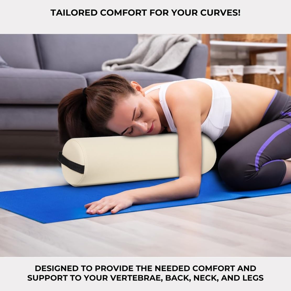 ForPro Half Round Massage Table Bolster Pillow, 26" L x 6" W x 3" H, Black