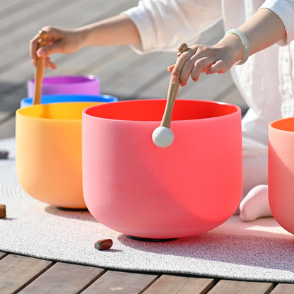432HZ Crystal Singing Bowl Set, 6''-12'', Set of 7, Colored