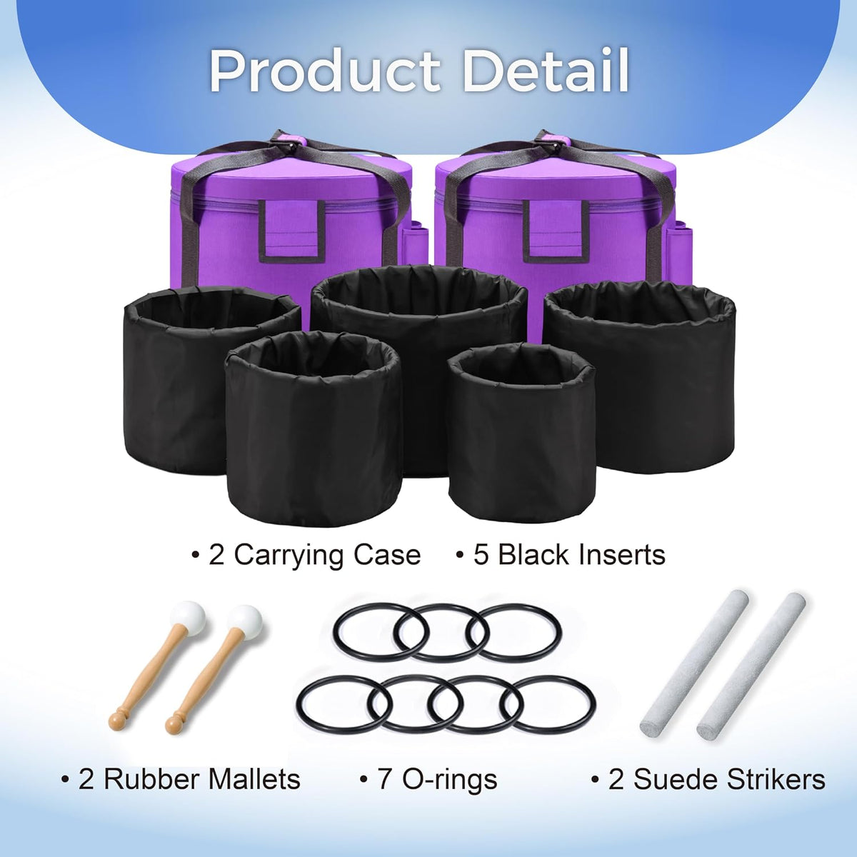 432HZ Crystal Singing Bowl Set, 6''-12'', Set of 7, Colored