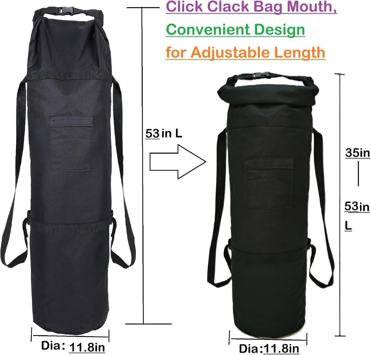 XXL(53" X 11.8") Camping Storage Bag,600D Oxford Fabric Gear Bag with Adjustable Shoulder Straps & Hook Loop Closure & Side Pocket, 2 for Outdoor Camping Hiking Travel(1 Pack)