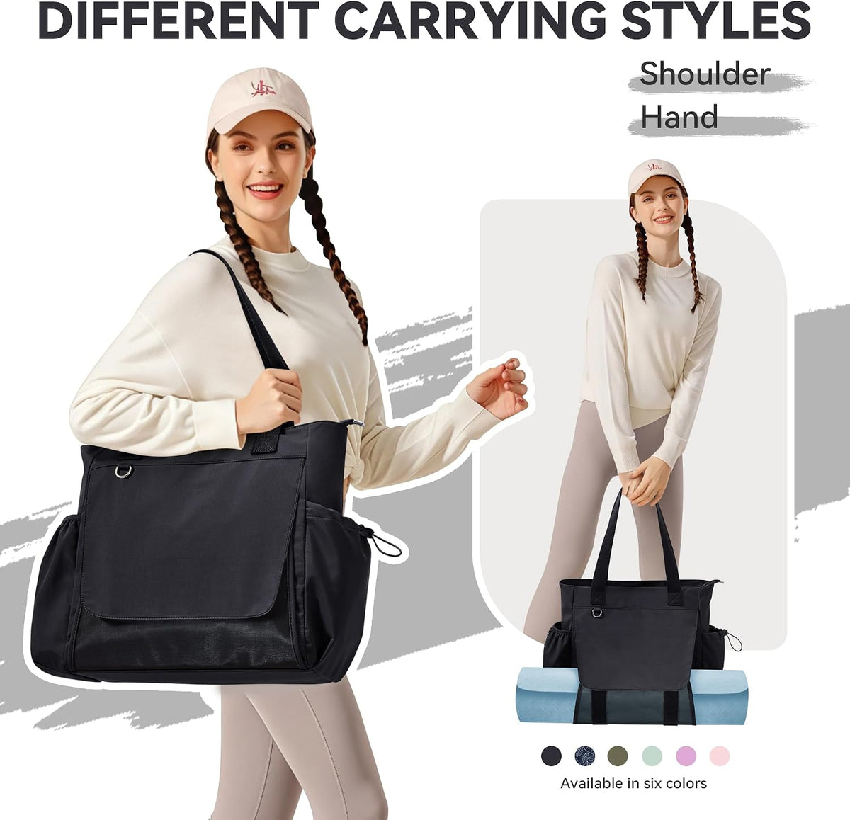 WLLWOO Thick Yoga Mat Bag Women Gym Tote Breathable Mesh Holder Wet Pocket