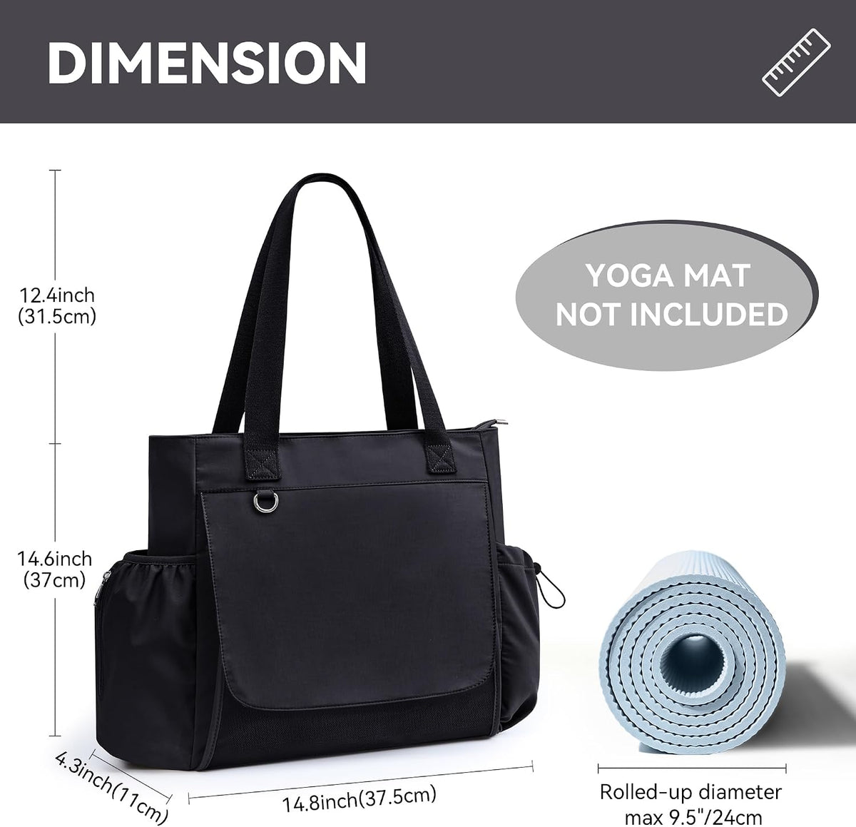 WLLWOO Thick Yoga Mat Bag Women Gym Tote Breathable Mesh Holder Wet Pocket