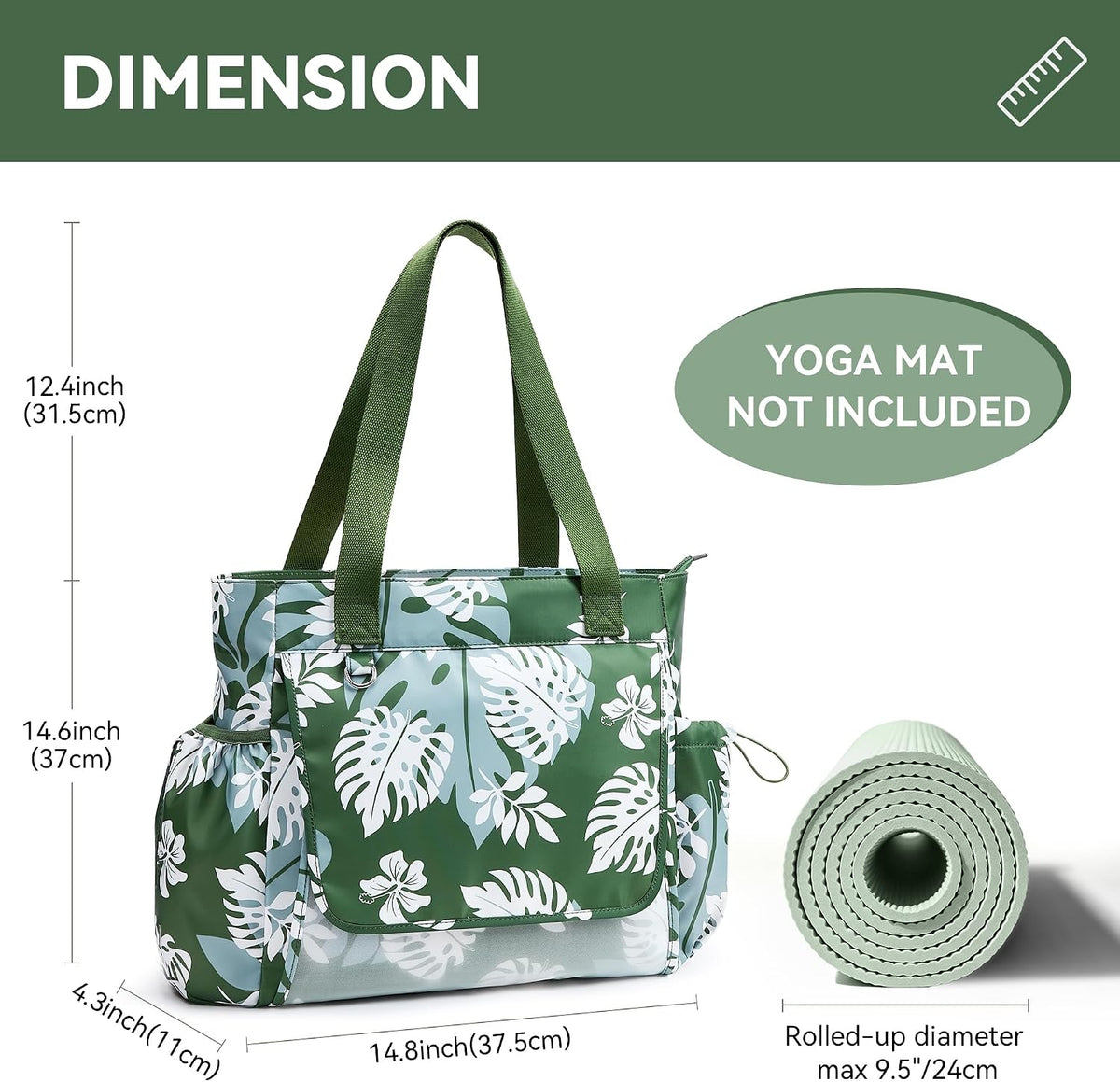 WLLWOO Thick Yoga Mat Bag Women Gym Tote Breathable Mesh Holder Wet Pocket