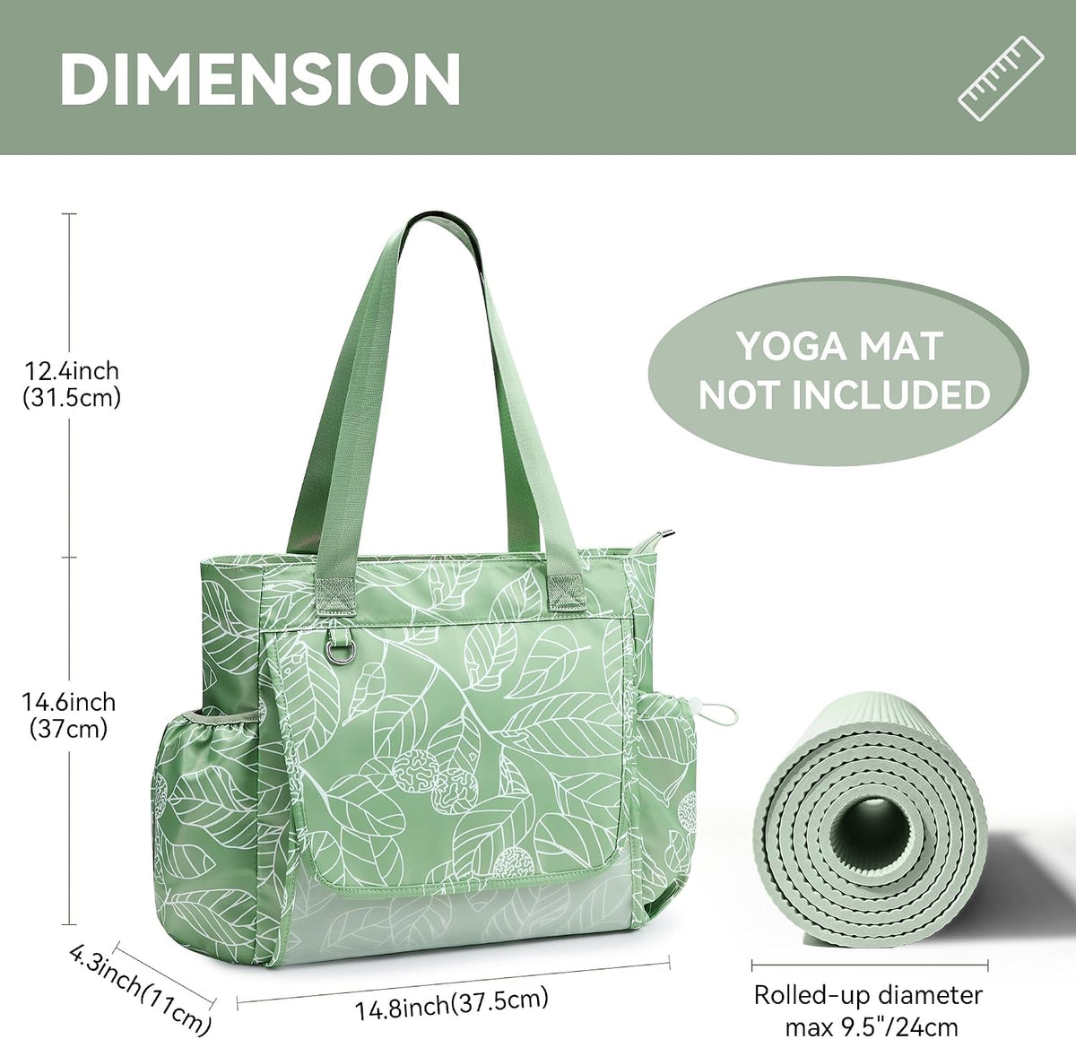 WLLWOO Thick Yoga Mat Bag Women Gym Tote Breathable Mesh Holder Wet Pocket