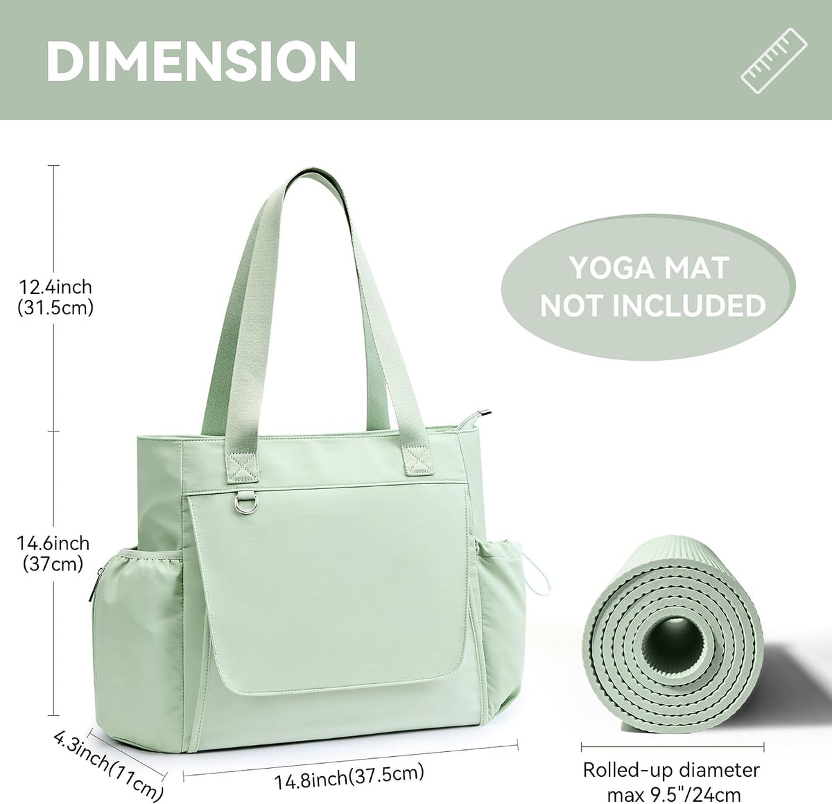 WLLWOO Thick Yoga Mat Bag Women Gym Tote Breathable Mesh Holder Wet Pocket