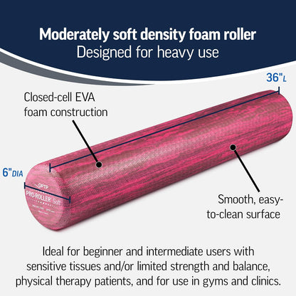 PRO-Roller Soft Density Foam Roller – Round, Short Blue, 18" x 6"