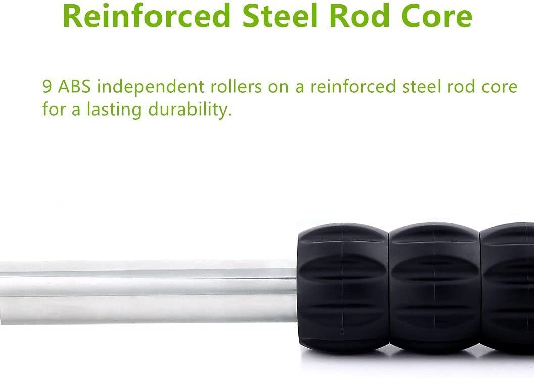 Muscle Roller Stick - Massage Stick for Athletes - Reducing Soreness and Muscle Strain, Soothing Legs Cramps - Physical Therapy & Body Recovery - Black Green