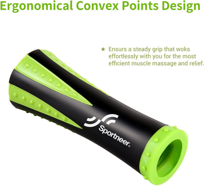Muscle Roller Stick - Massage Stick for Athletes - Reducing Soreness and Muscle Strain, Soothing Legs Cramps - Physical Therapy & Body Recovery - Black Green
