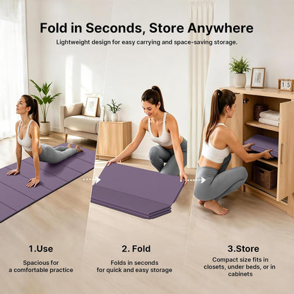 Yoga Mat Thick 10mm, Foldable Yoga Mat 75 x 26 x 0.4 Inches