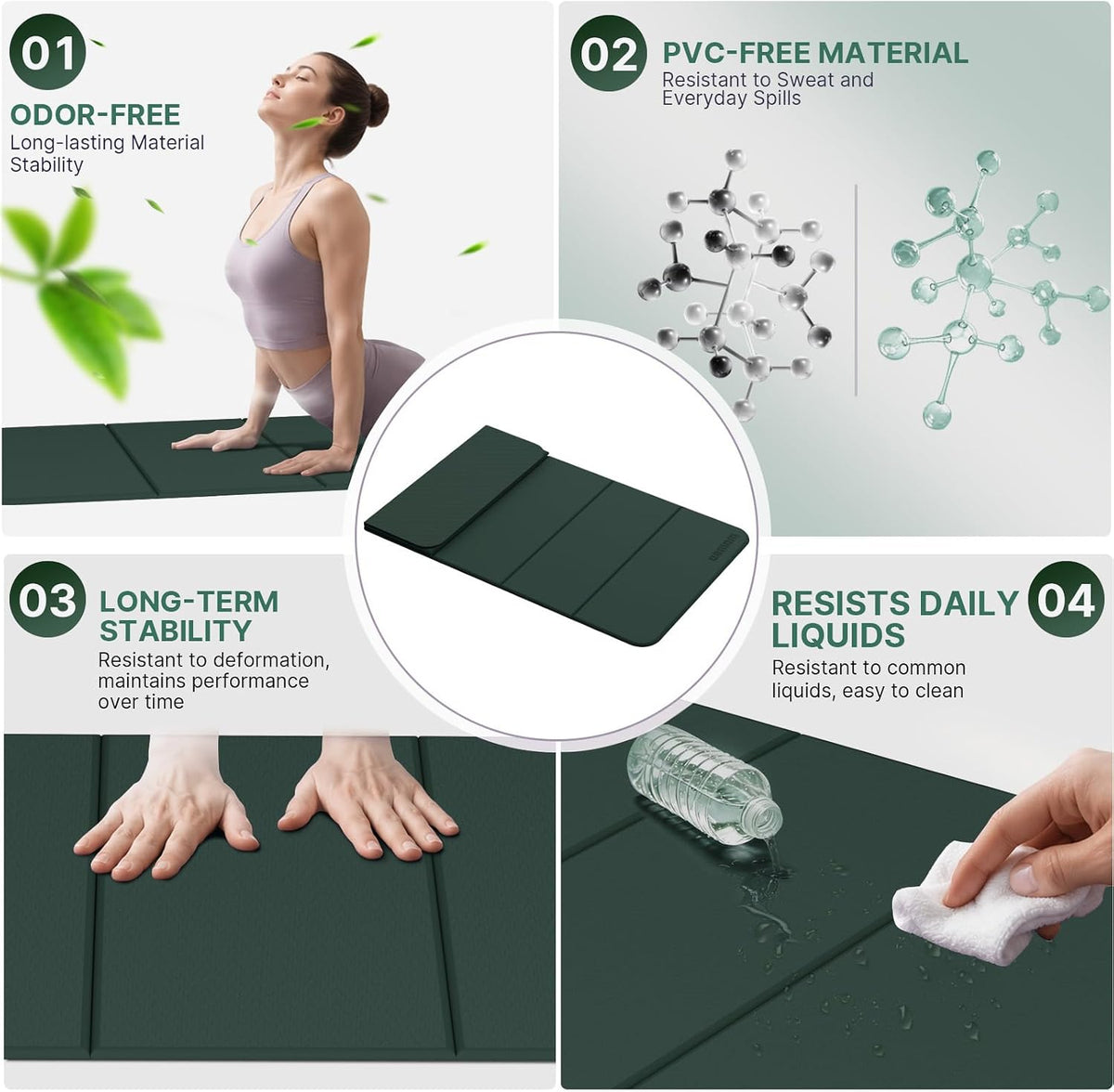 Yoga Mat Thick 10mm, Foldable Yoga Mat 75 x 26 x 0.4 Inches