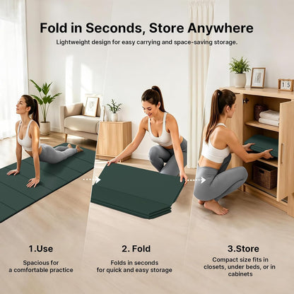 Yoga Mat Thick 10mm, Foldable Yoga Mat 75 x 26 x 0.4 Inches