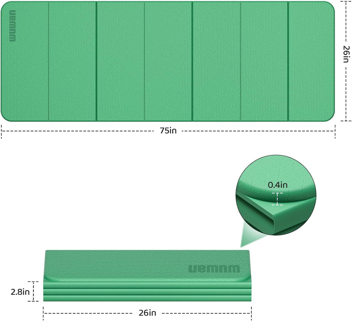 Yoga Mat Thick 10mm, Foldable Yoga Mat 75 x 26 x 0.4 Inches