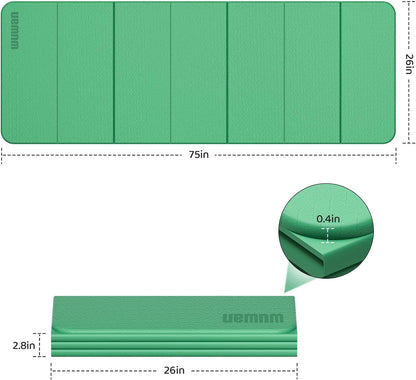 Yoga Mat Thick 10mm, Foldable Yoga Mat 75 x 26 x 0.4 Inches