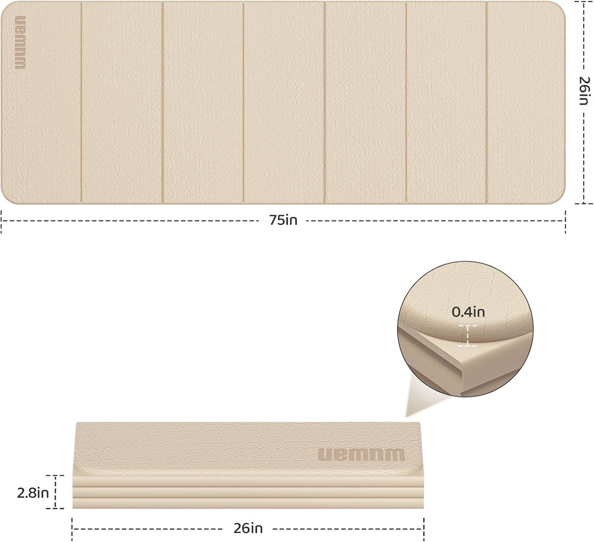 Yoga Mat Thick 10mm, Foldable Yoga Mat 75 x 26 x 0.4 Inches