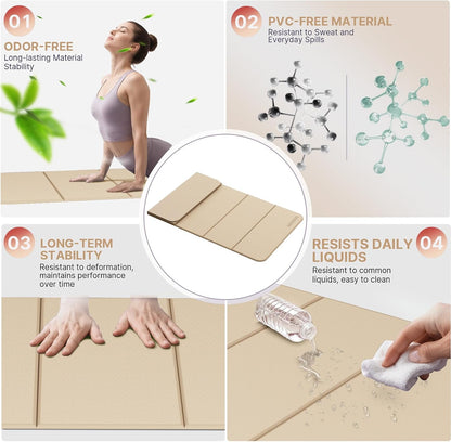 Yoga Mat Thick 10mm, Foldable Yoga Mat 75 x 26 x 0.4 Inches