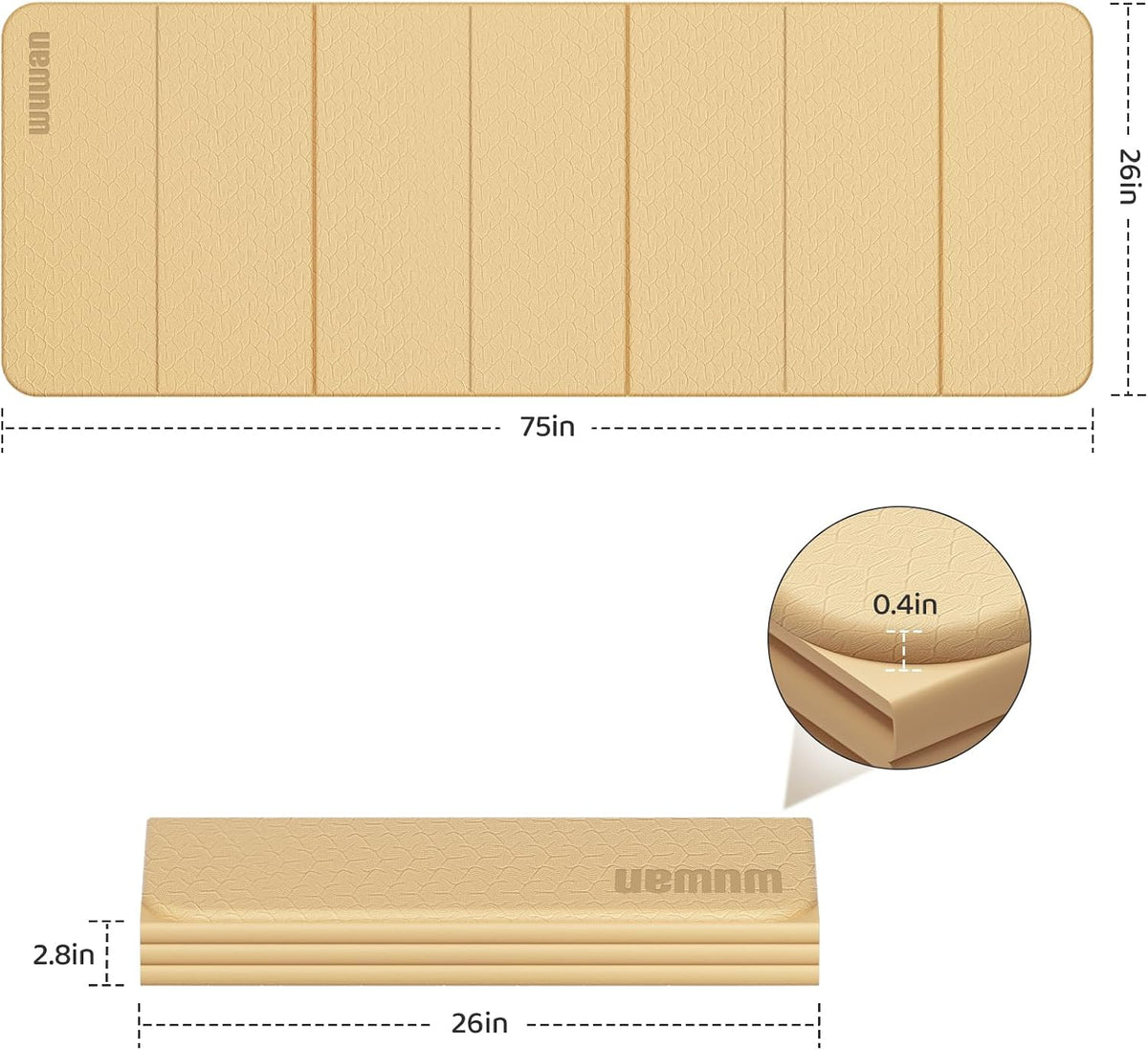 Yoga Mat Thick 10mm, Foldable Yoga Mat 75 x 26 x 0.4 Inches