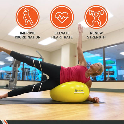 Donut Ball – Durable, Inflatable Exercise Ball for Balance & Stability Training, Yoga, & Pilates Workouts – Use in Home, Office, Gym, or Classroom