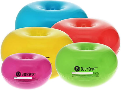 Donut Ball – Durable, Inflatable Exercise Ball for Balance & Stability Training, Yoga, & Pilates Workouts – Use in Home, Office, Gym, or Classroom