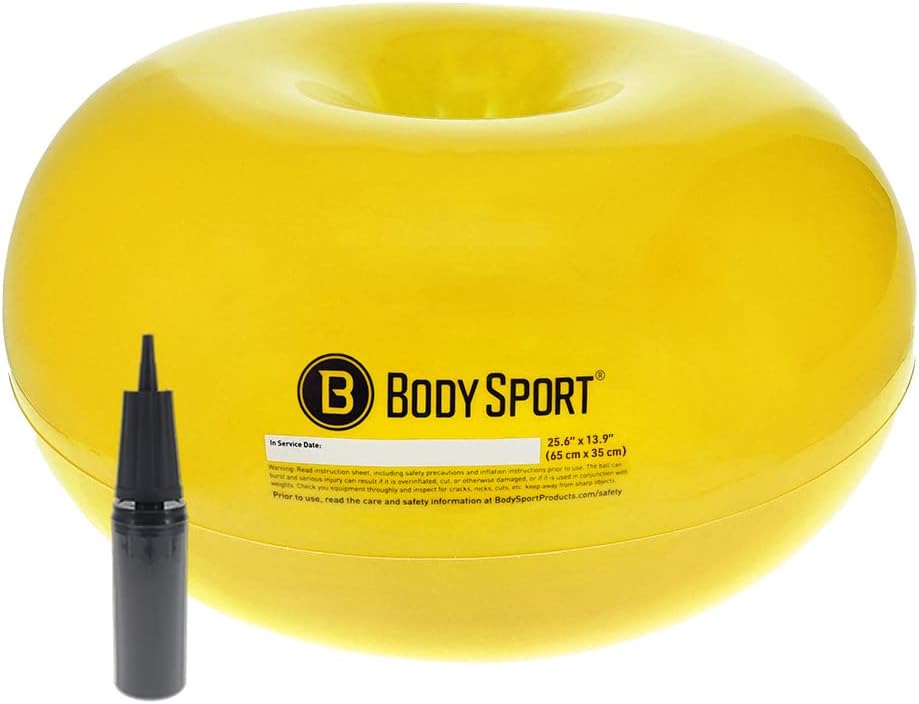 Donut Ball – Durable, Inflatable Exercise Ball for Balance & Stability Training, Yoga, & Pilates Workouts – Use in Home, Office, Gym, or Classroom
