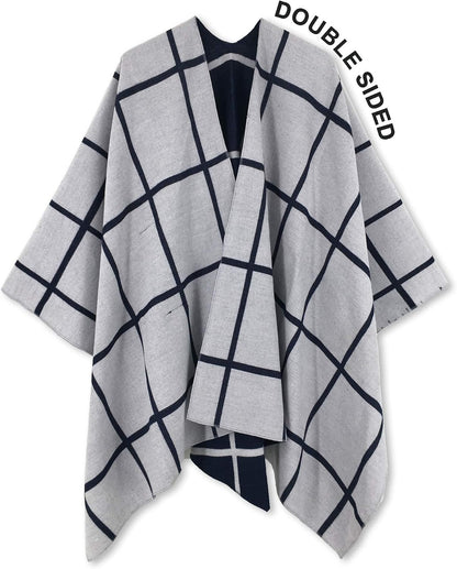 Women Shawl Wrap Poncho Open Front Cardigan Shawl for Fall Winter - Colors B