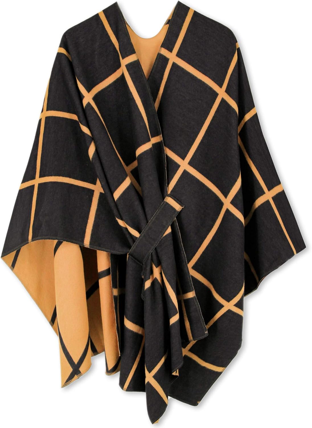 Women Shawl Wrap Poncho Open Front Cardigan Shawl for Fall Winter - Colors B