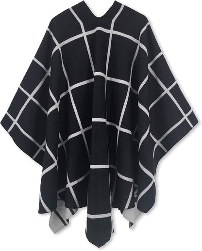 Women Shawl Wrap Poncho Open Front Cardigan Shawl for Fall Winter - Colors B
