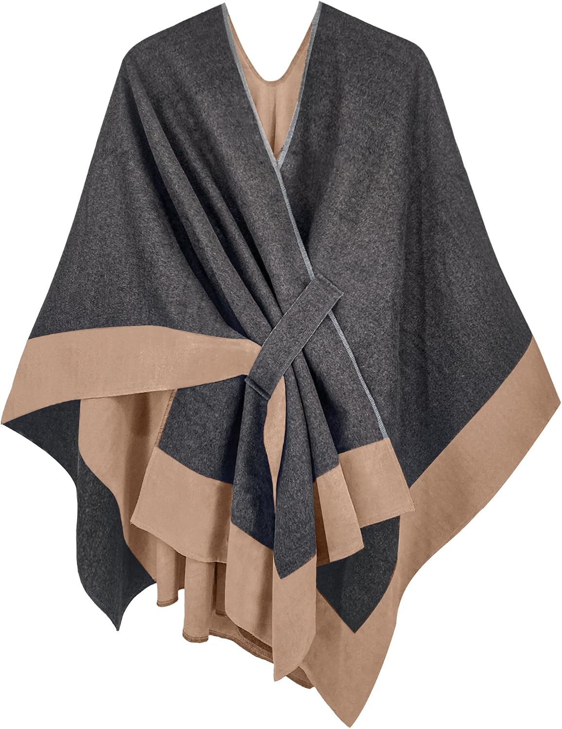 Women Shawl Wrap Poncho Open Front Cardigan Shawl for Fall Winter - Colors B