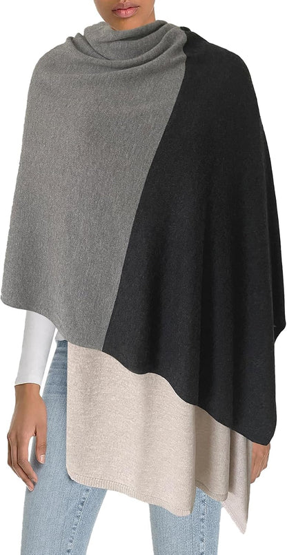 Women Shawl Wrap Poncho Open Front Cardigan Shawl for Fall Winter - Colors B