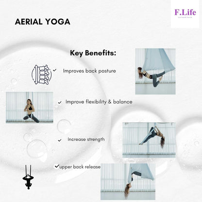 Aerial Yoga Hammock kit- Yoga Swing Multicolor 5 yards-Flying Yoga Include Daisy Chain,Carabiner and Pose Guide