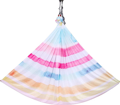 Aerial Yoga Hammock kit- Yoga Swing Multicolor 5 yards-Flying Yoga Include Daisy Chain,Carabiner and Pose Guide