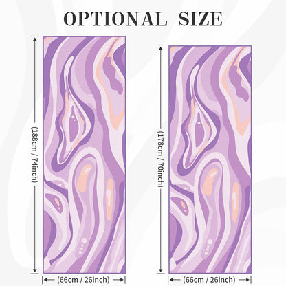 Yoga Mat Towel Cover with Large Corner Pockets, Non Slip Grip Microfiber Mat Cover Mat for Hot Yoga, Pilates and Gym Workout, 74" L x 26" W, Purple