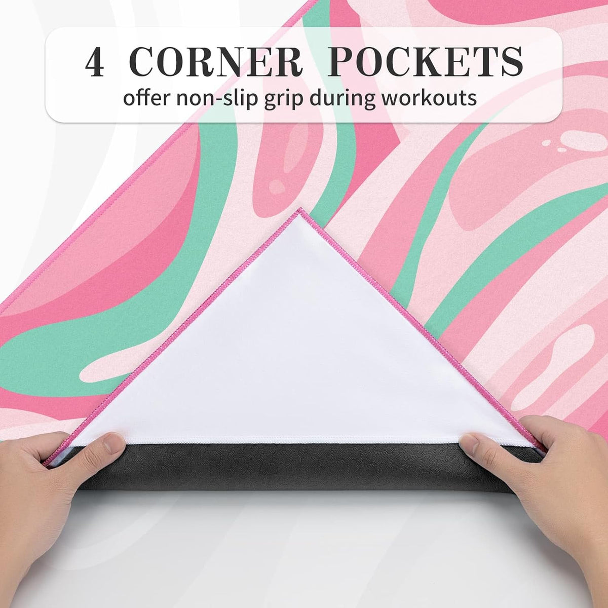 Yoga Mat Towel Cover with Large Corner Pockets, Non Slip Grip Microfiber Mat Cover Mat for Hot Yoga, Pilates and Gym Workout, 74" L x 26" W, Purple