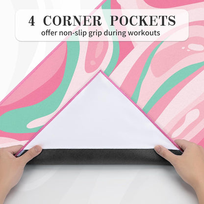 Yoga Mat Towel Cover with Large Corner Pockets, Non Slip Grip Microfiber Mat Cover Mat for Hot Yoga, Pilates and Gym Workout, 74" L x 26" W, Purple