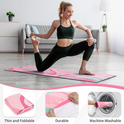 Yoga Mat Towel Cover with Large Corner Pockets, Non Slip Grip Microfiber Mat Cover Mat for Hot Yoga, Pilates and Gym Workout, 74" L x 26" W, Purple