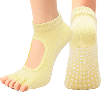 1/2 Pairs Pilates Toeless Socks with Grips for Women Yoga