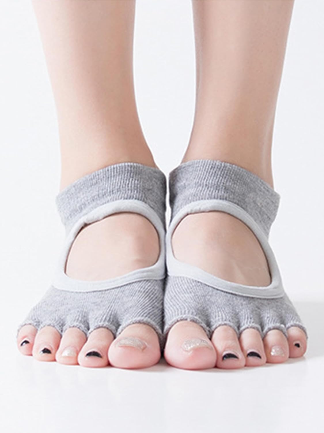 1/2 Pairs Pilates Toeless Socks with Grips for Women Yoga